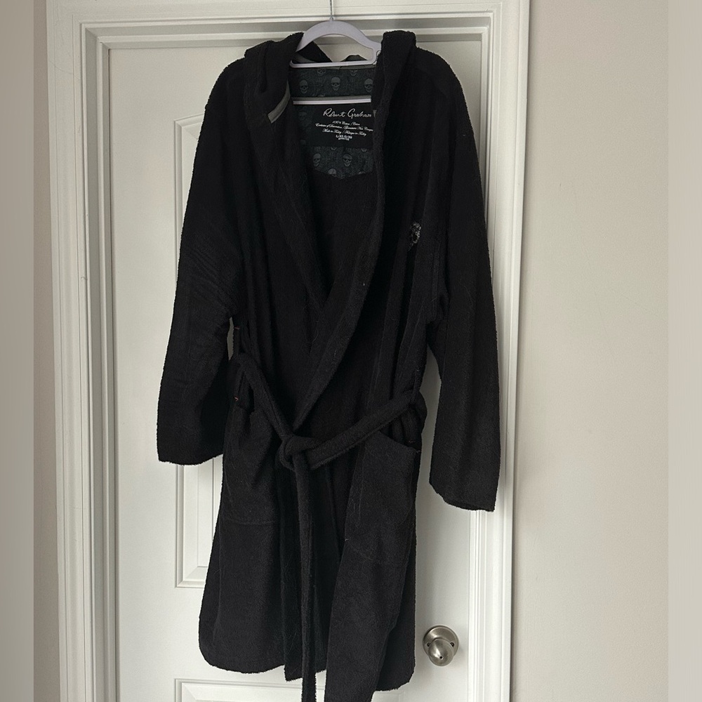 Robert Graham terry robe with skull mens size L/XL black